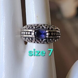 Sterling silver ornate ring with purple stone size 7